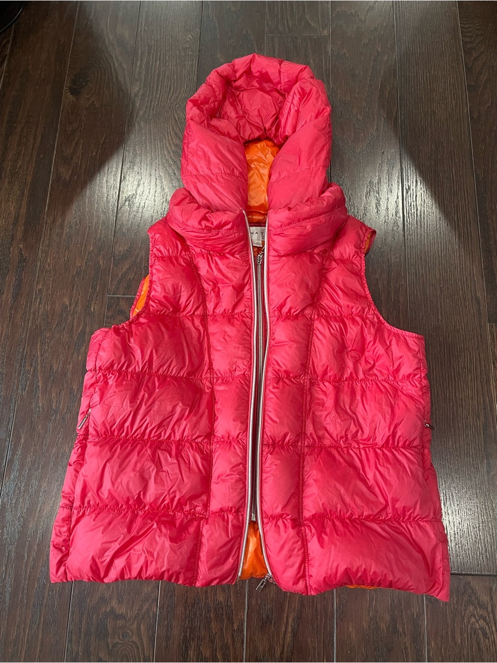 Trina Turk Recreation Pink Goose Down  Puffer Vest Reversible Size Large
